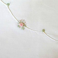 Scalloped Ring of Roses - Pink, Sage and White - Cot Pillow Case (40 x 56)