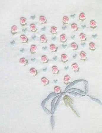 Grub Rose Heart - Pink & Blue - Cot Blanket (125 x 150)